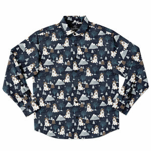 Alpine Chill St Bernard Long Sleeve Button Down Shirt - Lucy + Norman