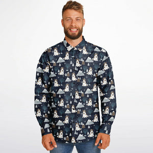 Alpine Chill St Bernard Long Sleeve Button Down Shirt - Lucy + Norman