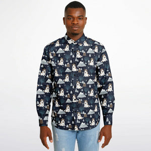 Alpine Chill St Bernard Long Sleeve Button Down Shirt - Lucy + Norman