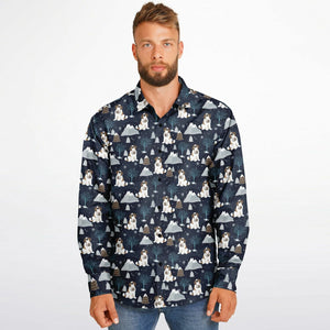 Alpine Chill St Bernard Long Sleeve Button Down Shirt - Lucy + Norman