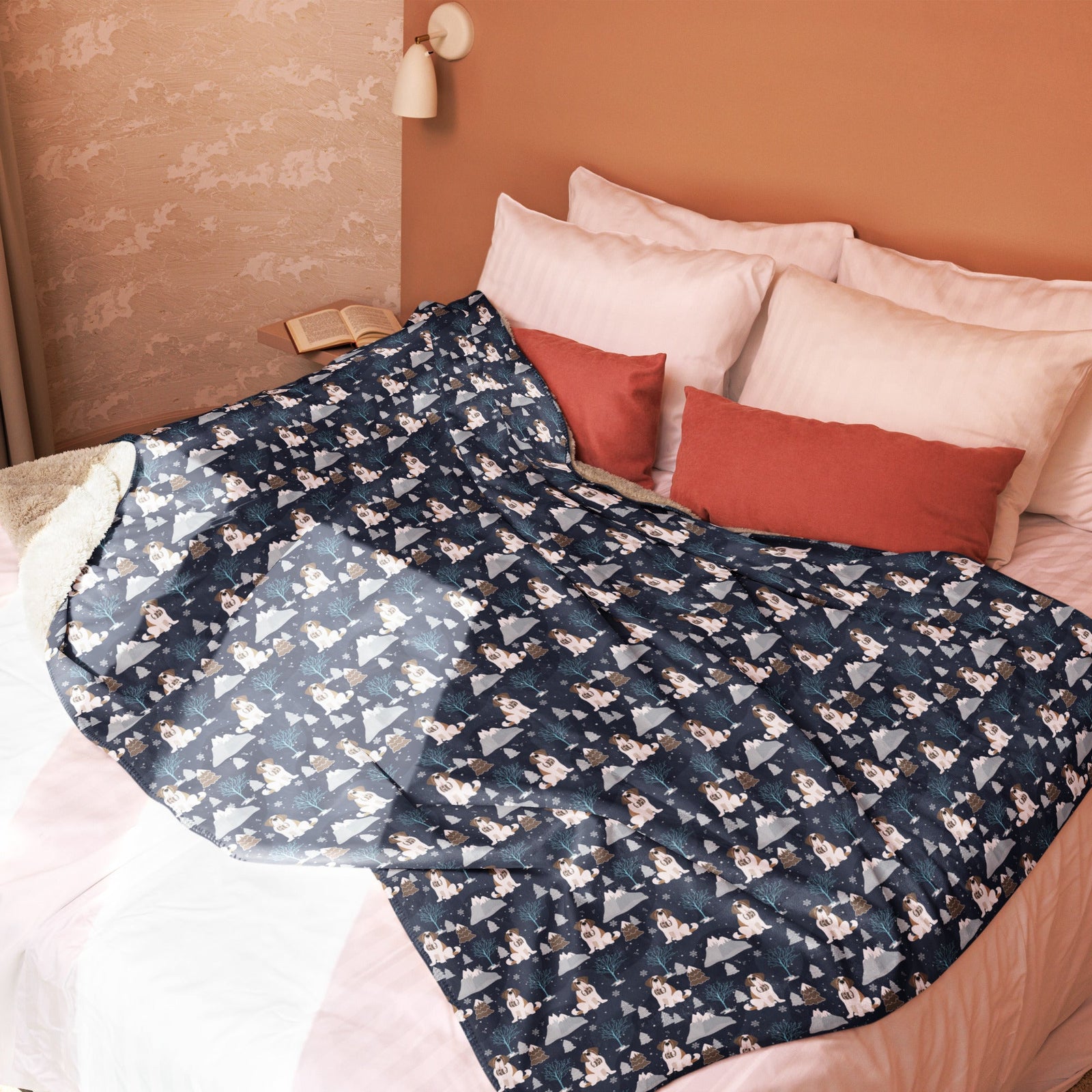 Alpine Chill St Bernard Sherpa Blanket - Lucy + Norman
