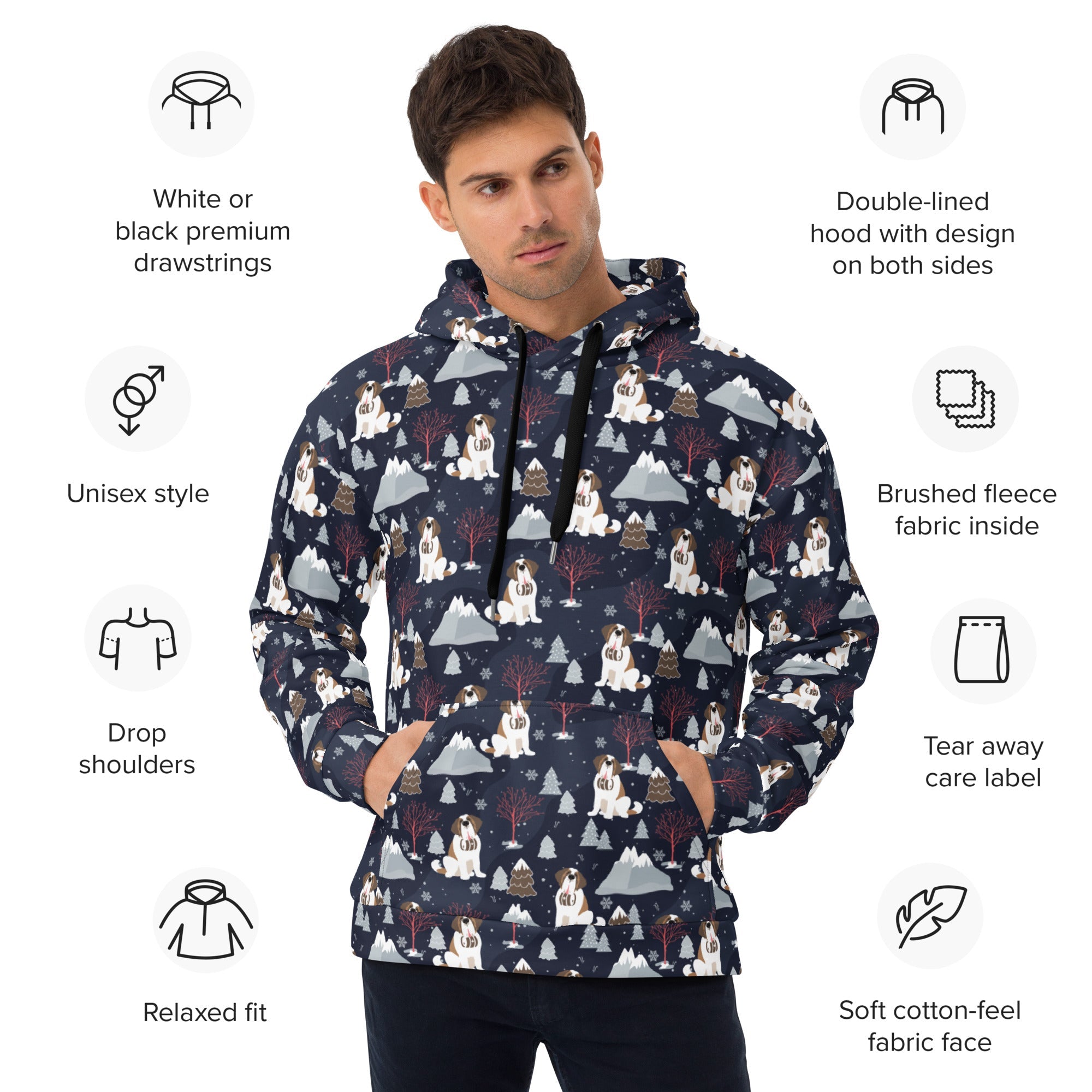 Alpine Night Saint Bernard Hoodie - Lucy + Norman