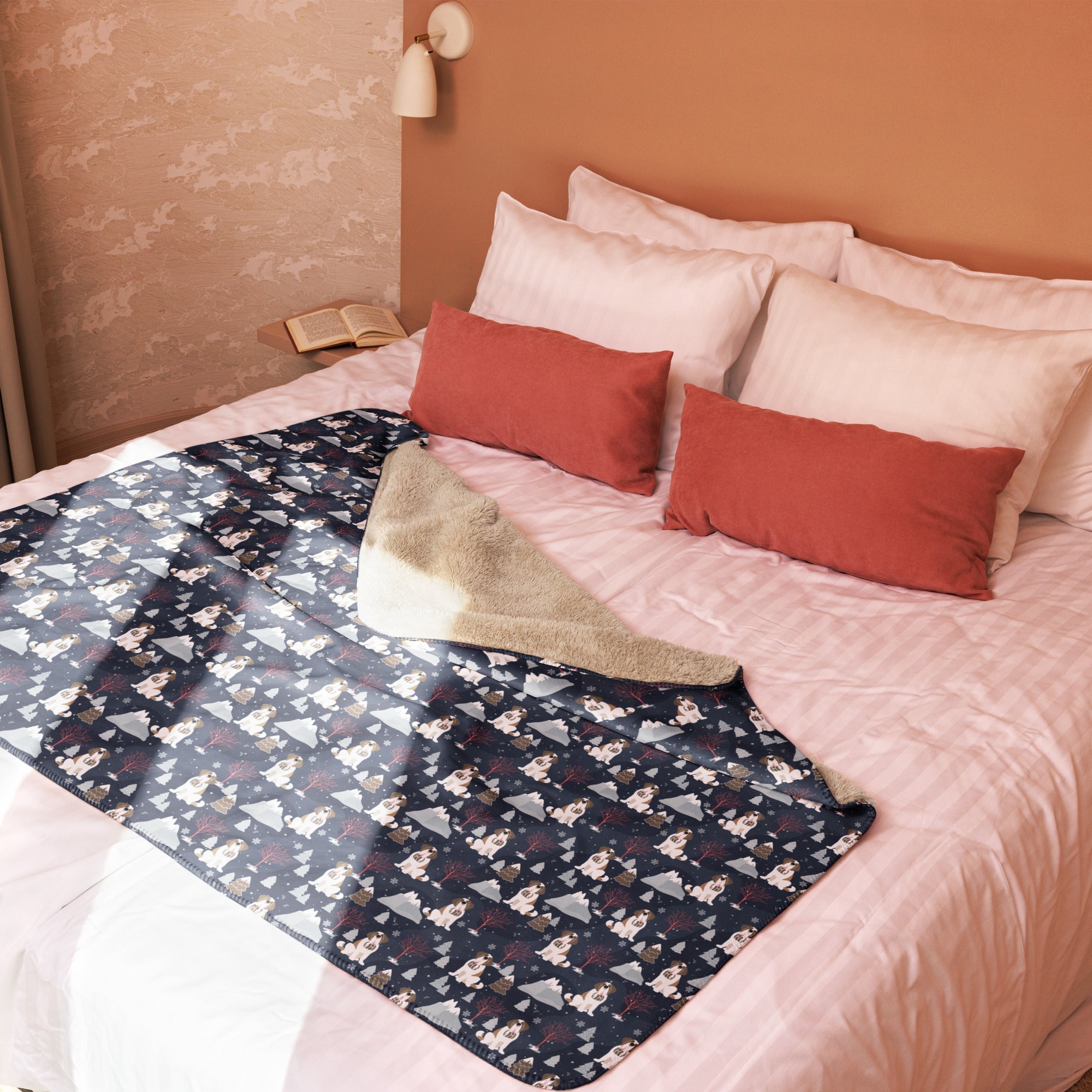 Alpine Night Saint Bernard Sherpa Blanket - Lucy + Norman