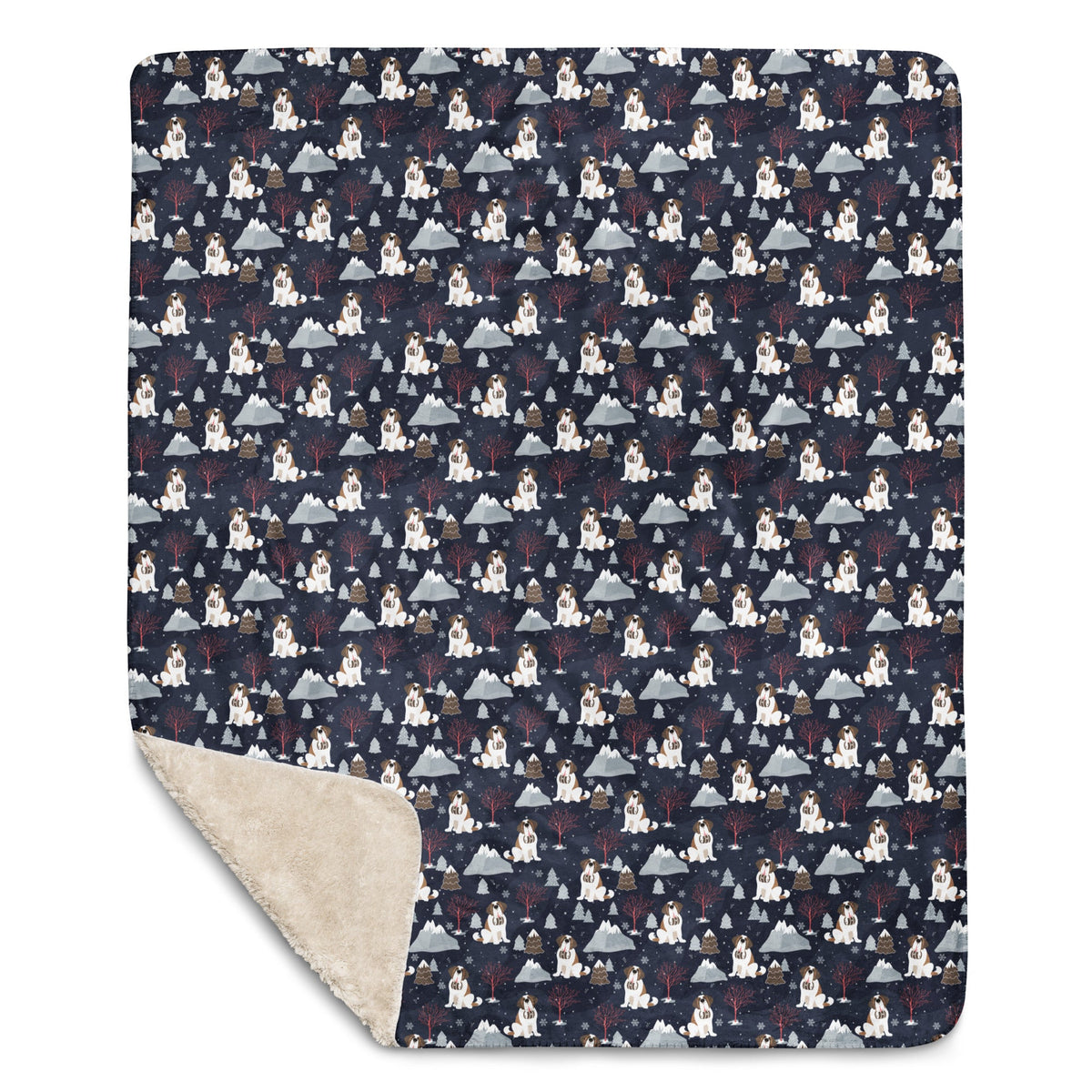 Alpine Night Saint Bernard Sherpa Blanket - Lucy + Norman