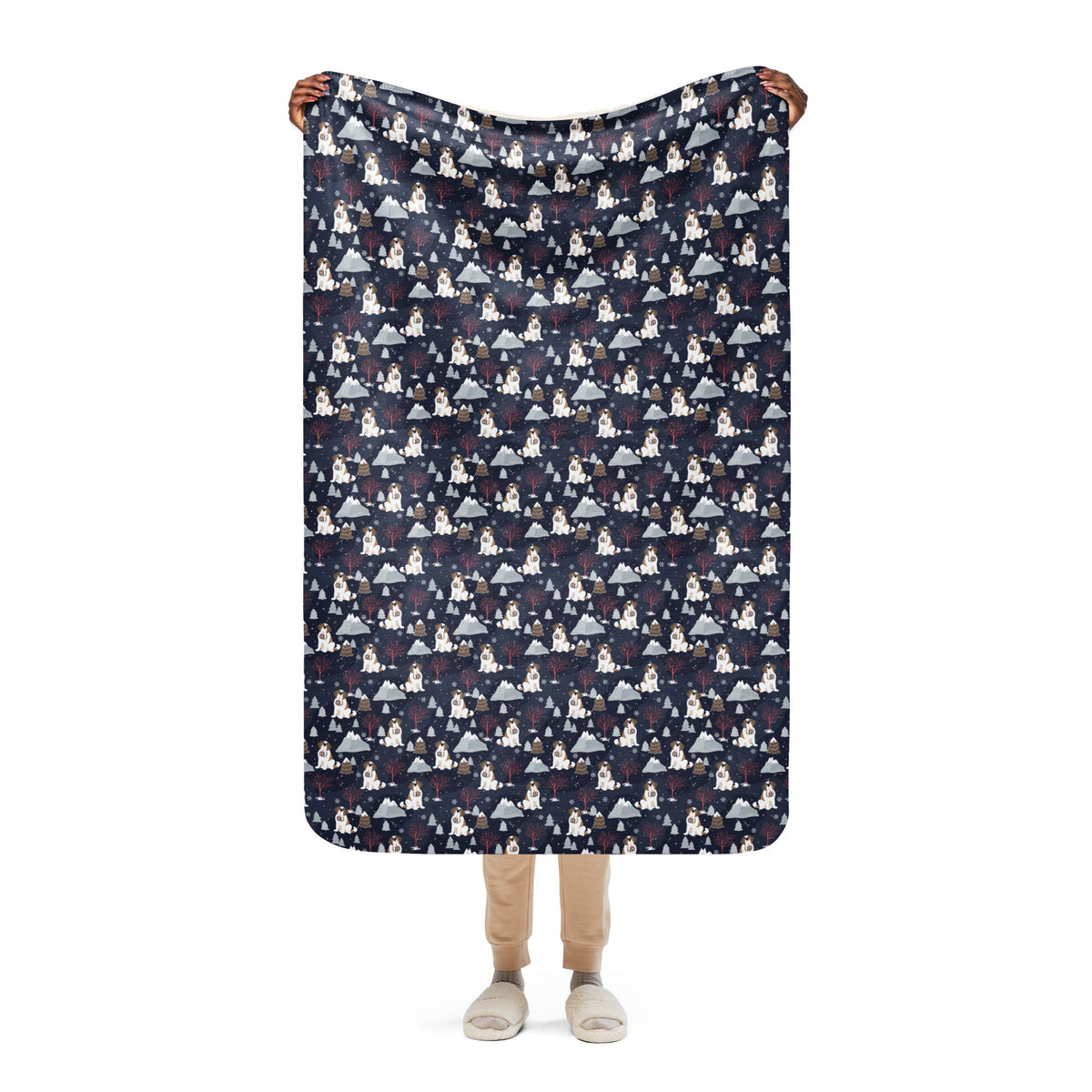 Alpine Night Saint Bernard Sherpa Blanket - Lucy + Norman