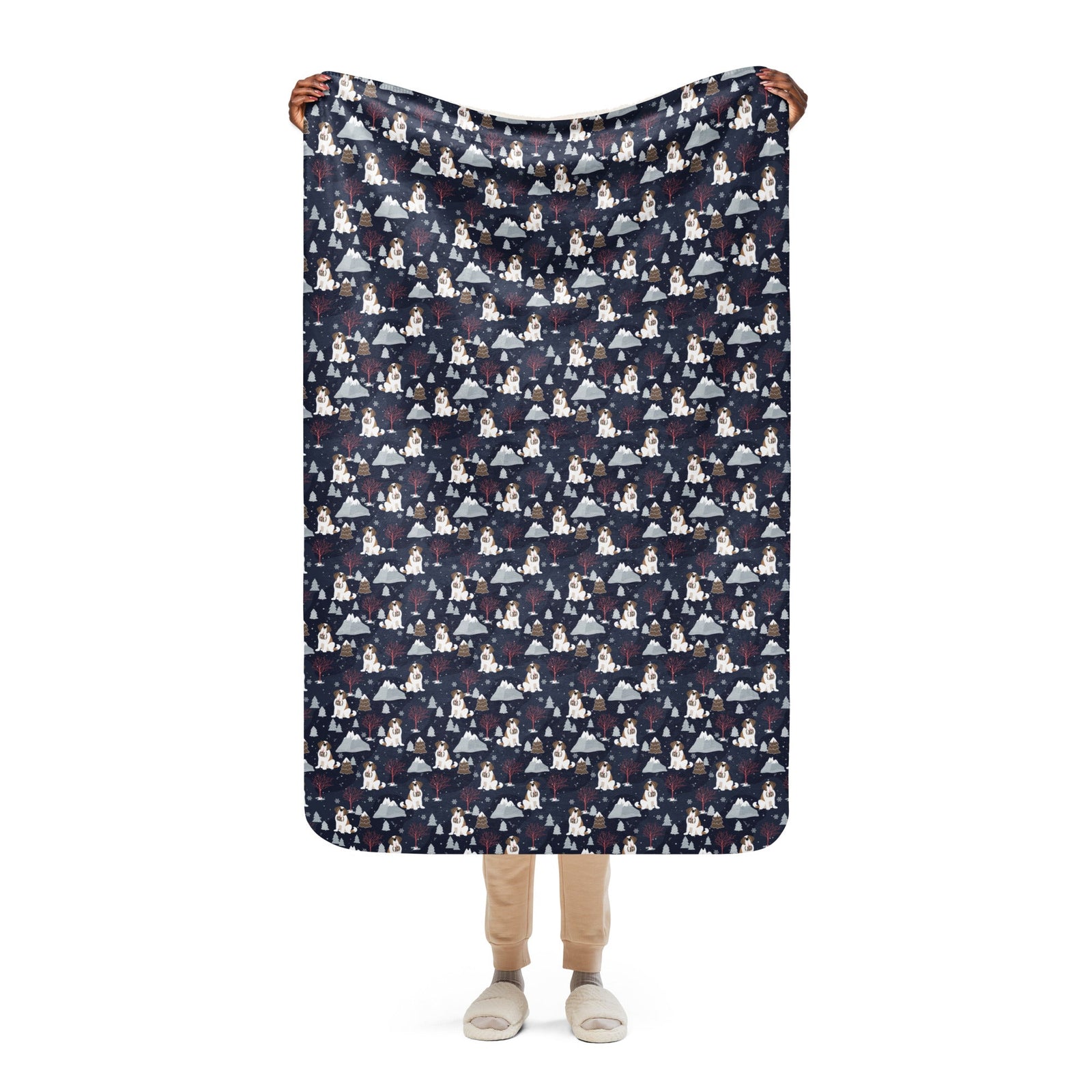 Alpine Night Saint Bernard Sherpa Blanket - Lucy + Norman