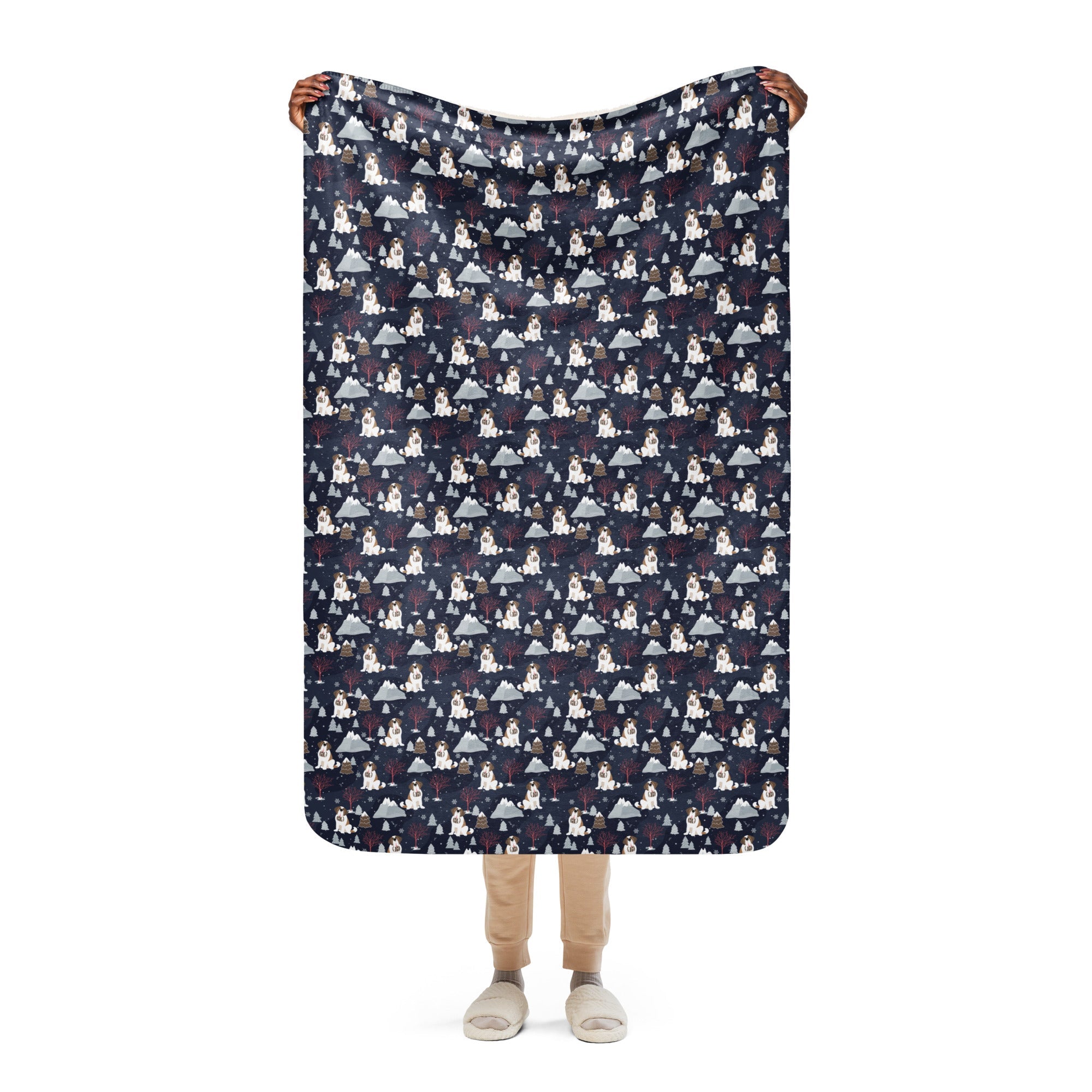 Alpine Night Saint Bernard Sherpa Blanket - Lucy + Norman