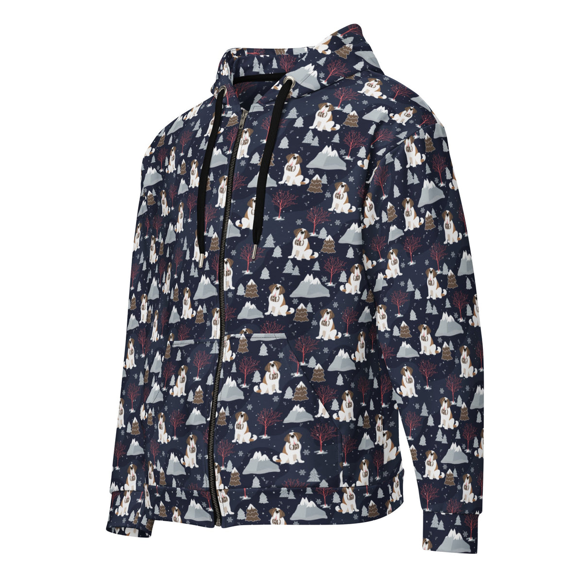 Alpine Night Saint Bernard Zip Hoodie - Lucy + Norman