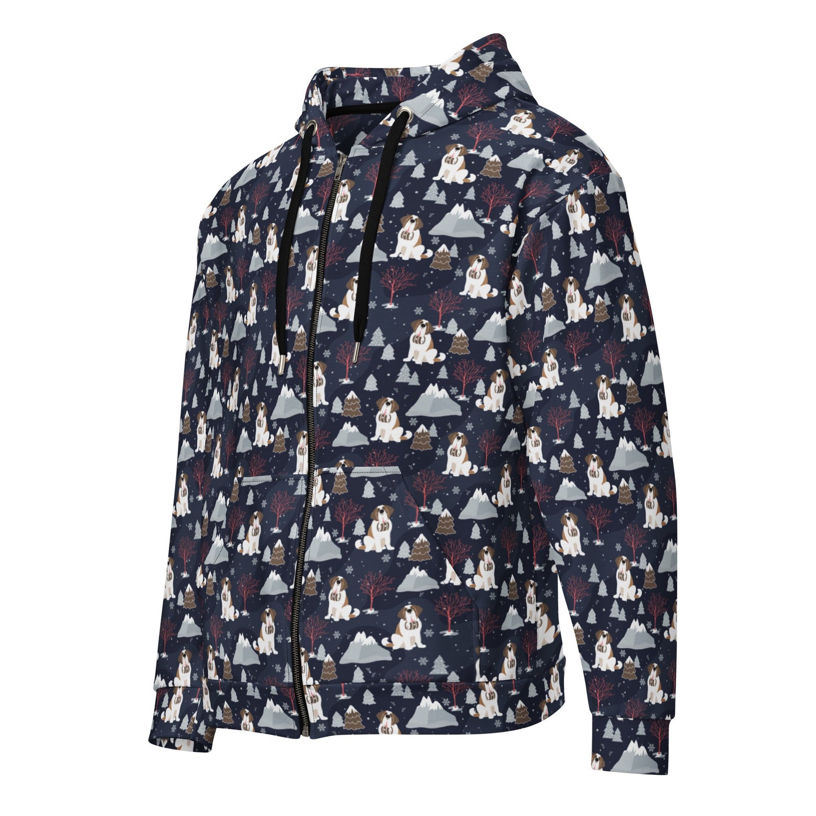 Alpine Night Saint Bernard Zip Hoodie - Lucy + Norman