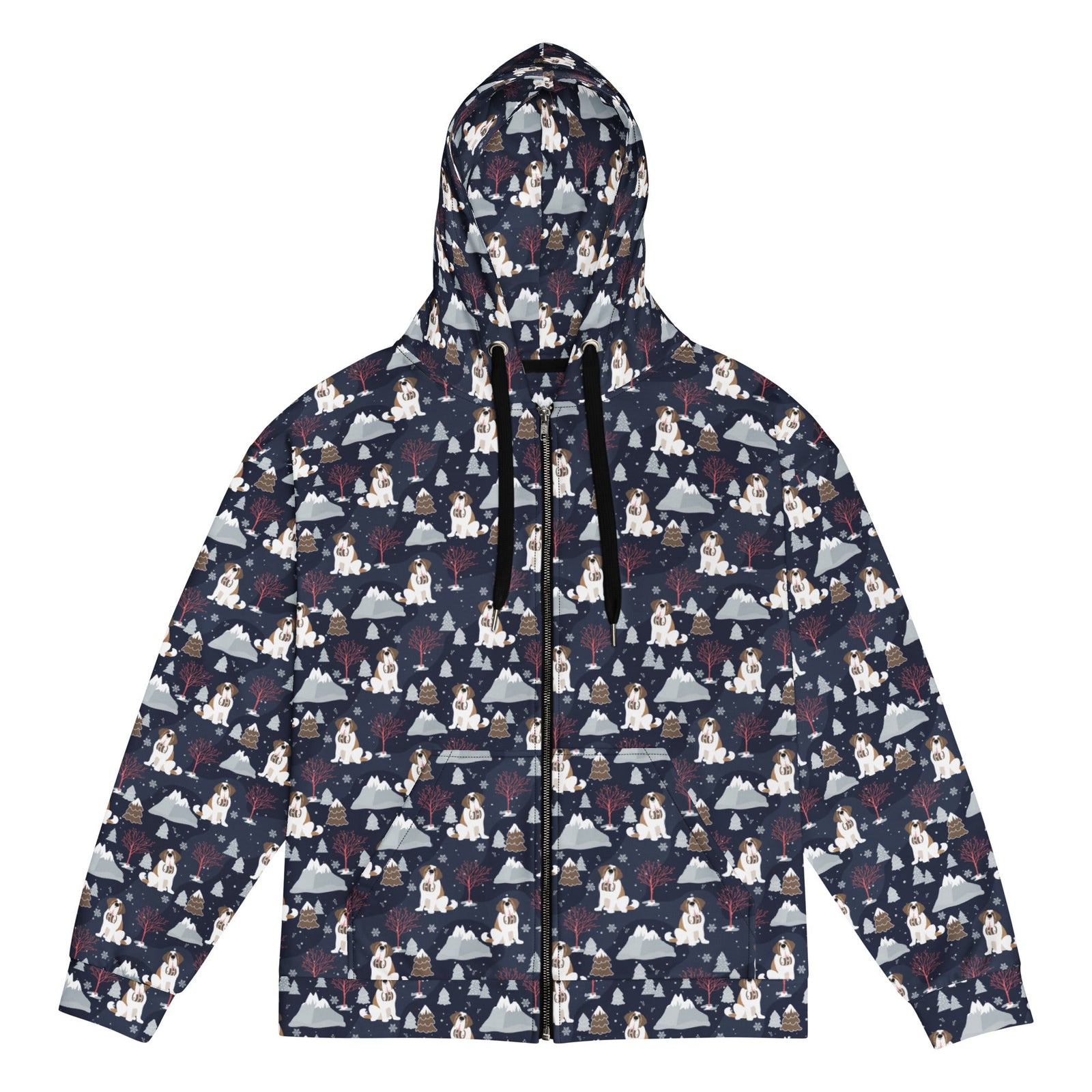Alpine Night Saint Bernard Zip Hoodie - Lucy + Norman