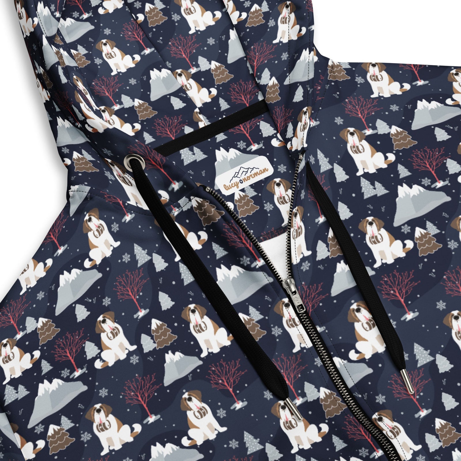 Alpine Night Saint Bernard Zip Hoodie - Lucy + Norman
