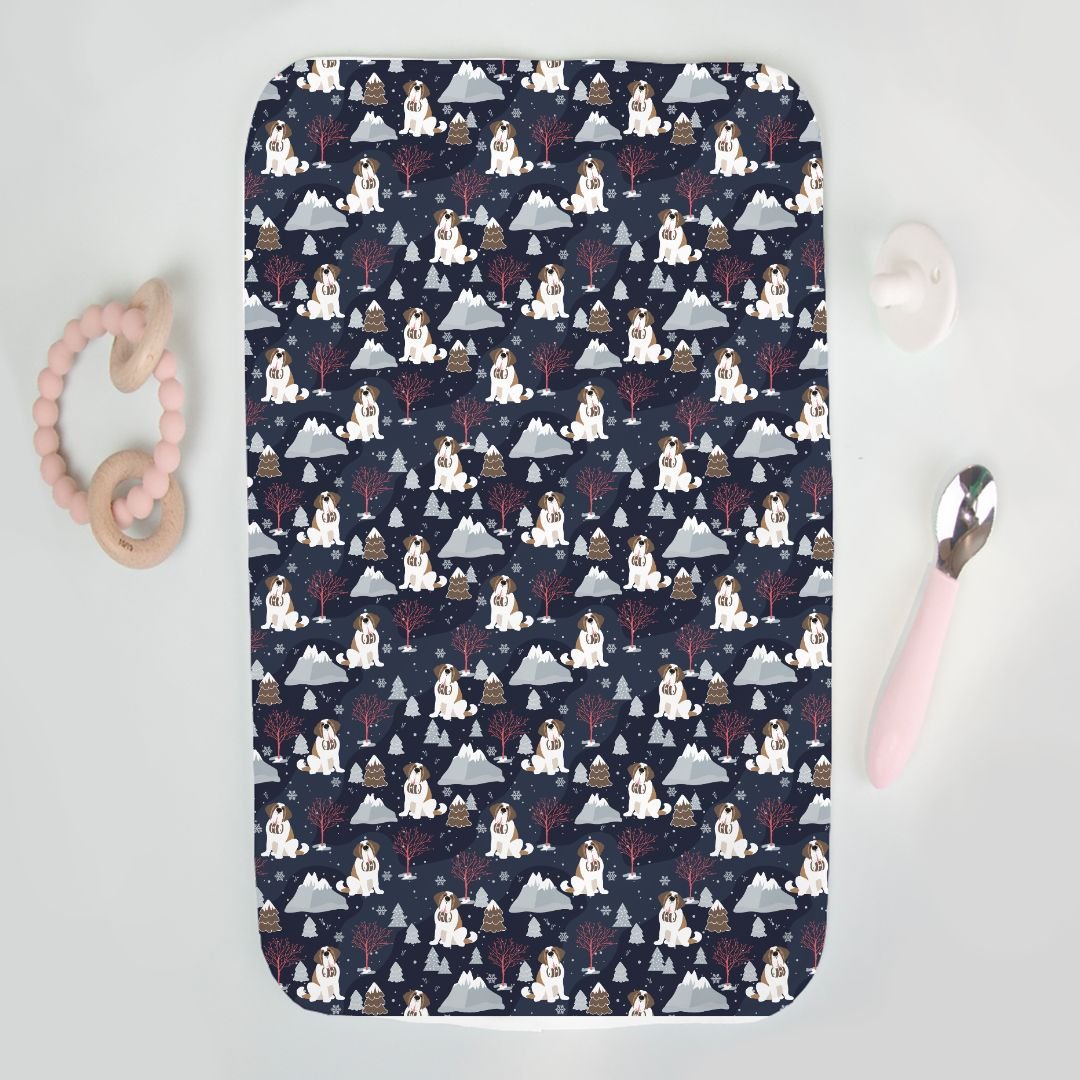 Alpine Night St Bernard Baby Burp Cloth 12&quot; x 20&quot; - Lucy + Norman