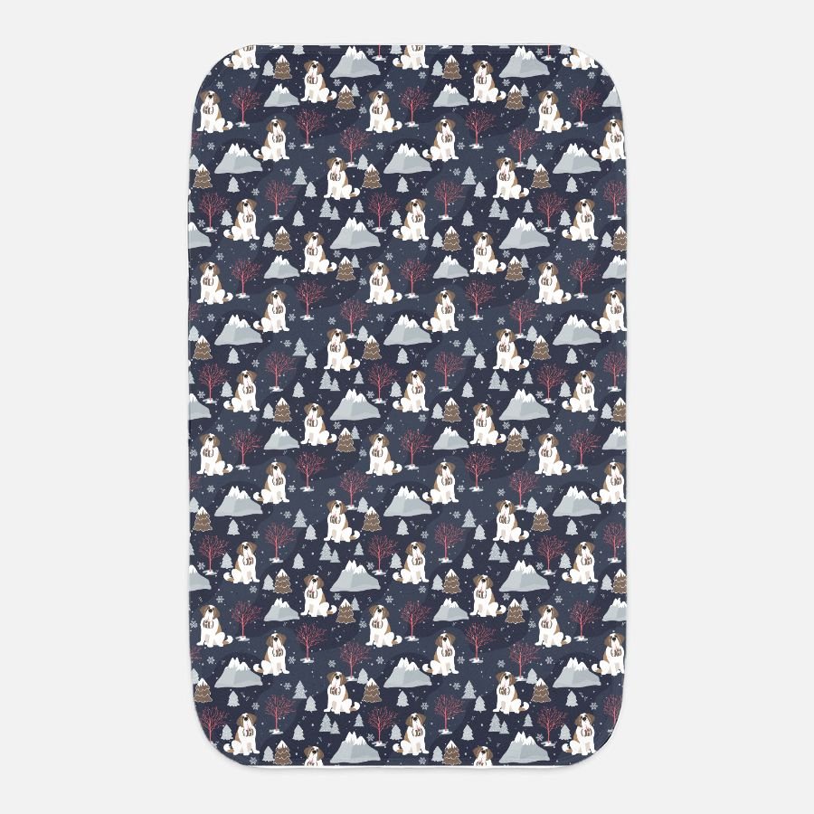 Alpine Night St Bernard Baby Burp Cloth 12" x 20" - Lucy + Norman