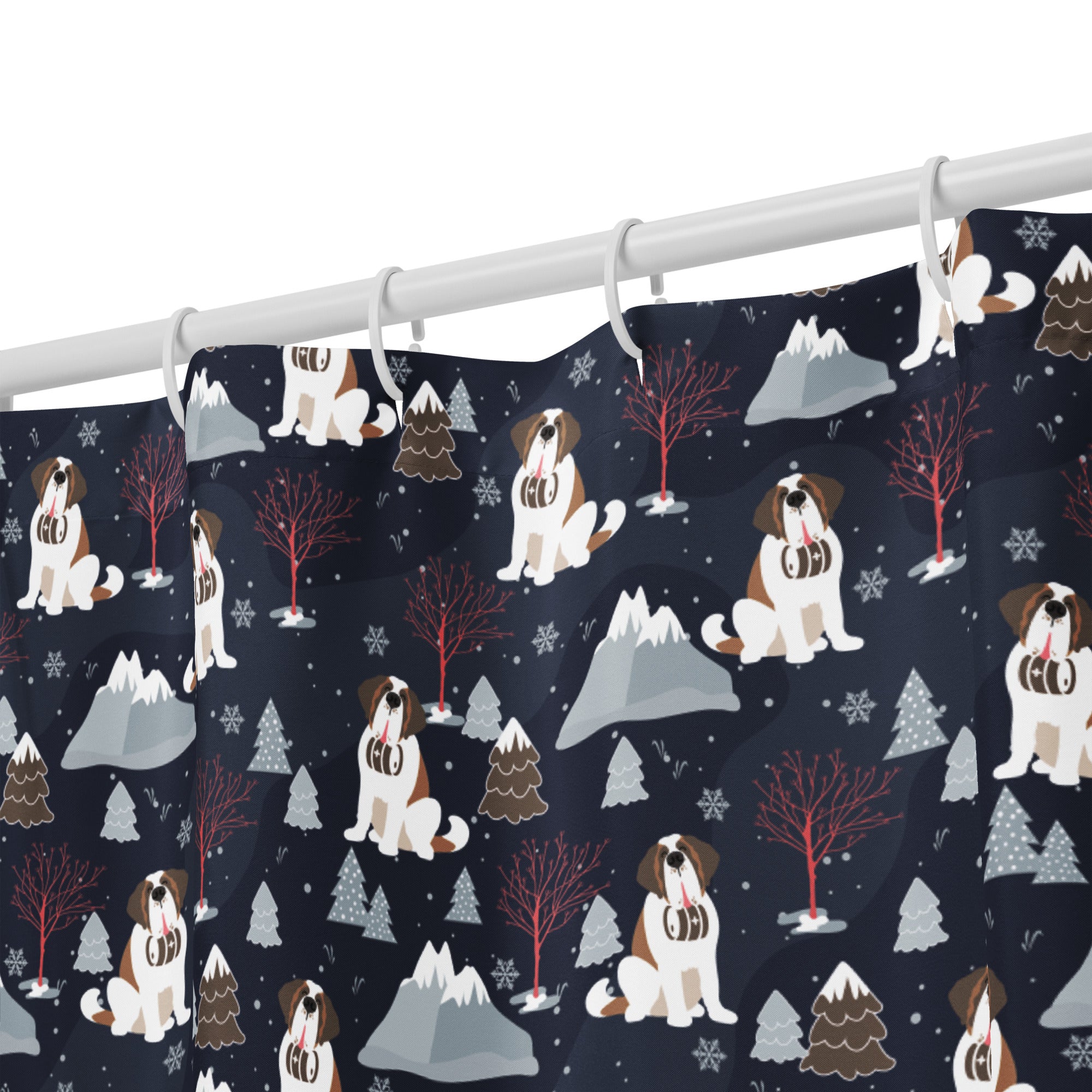 Alpine Nights Saint Bernard Shower Curtain