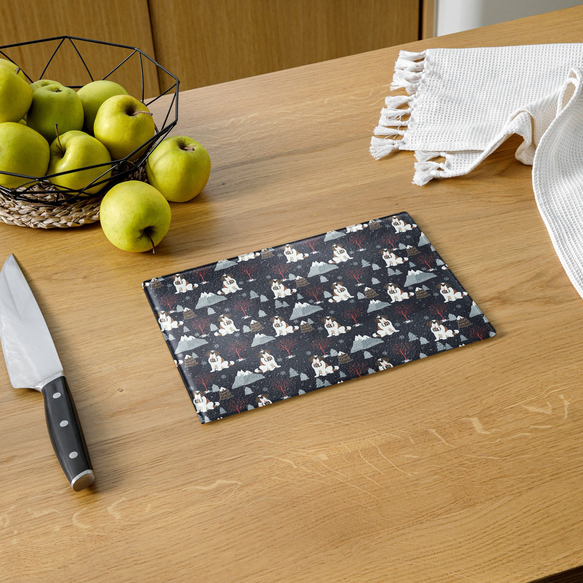 Alpine Nights St Bernard Glass Cutting Board - Lucy + Norman
