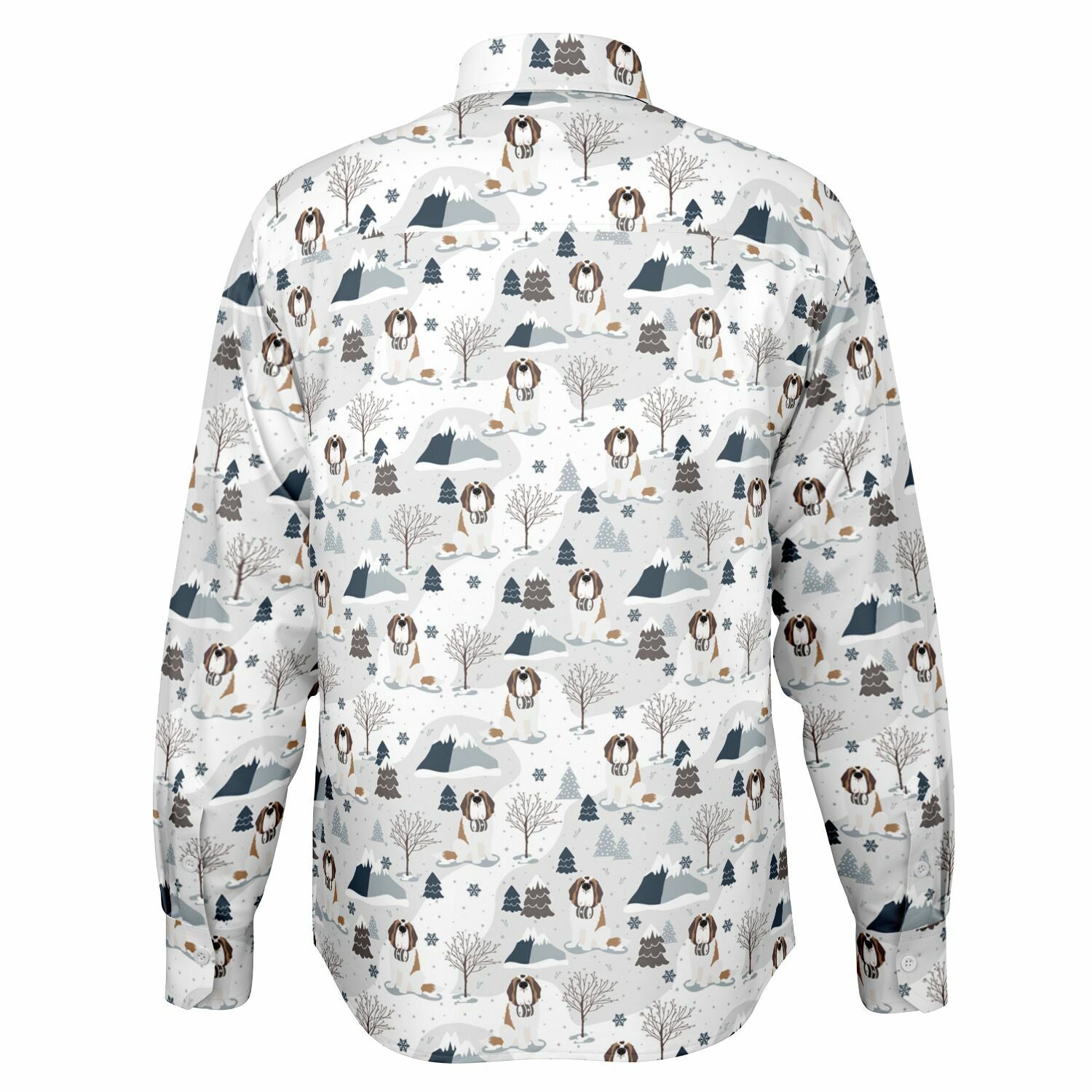 Alpine Saint Bernard Dog Long Sleeve Button Down Shirt - Lucy + Norman