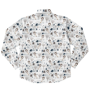 Alpine Saint Bernard Dog Long Sleeve Button Down Shirt - Lucy + Norman