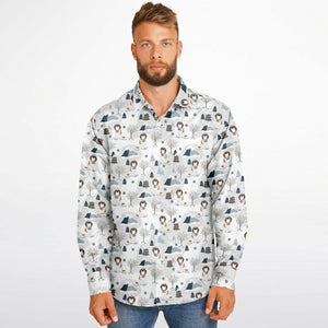 Alpine Saint Bernard Dog Long Sleeve Button Down Shirt - Lucy + Norman