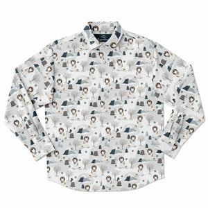 Alpine Saint Bernard Dog Long Sleeve Button Down Shirt - Lucy + Norman