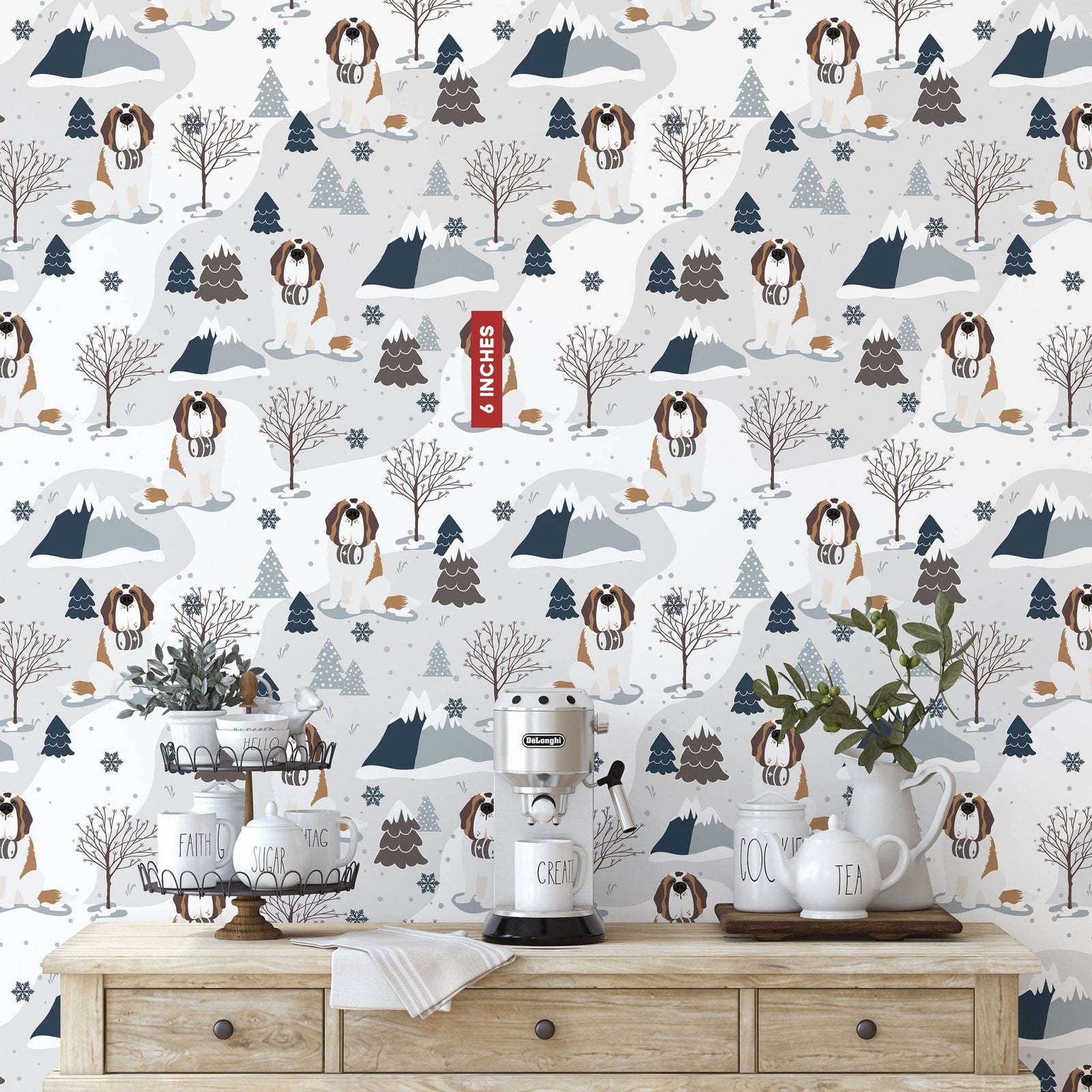 Alpine Saint Bernard Peel + Stick Wallpaper - Lucy + Norman
