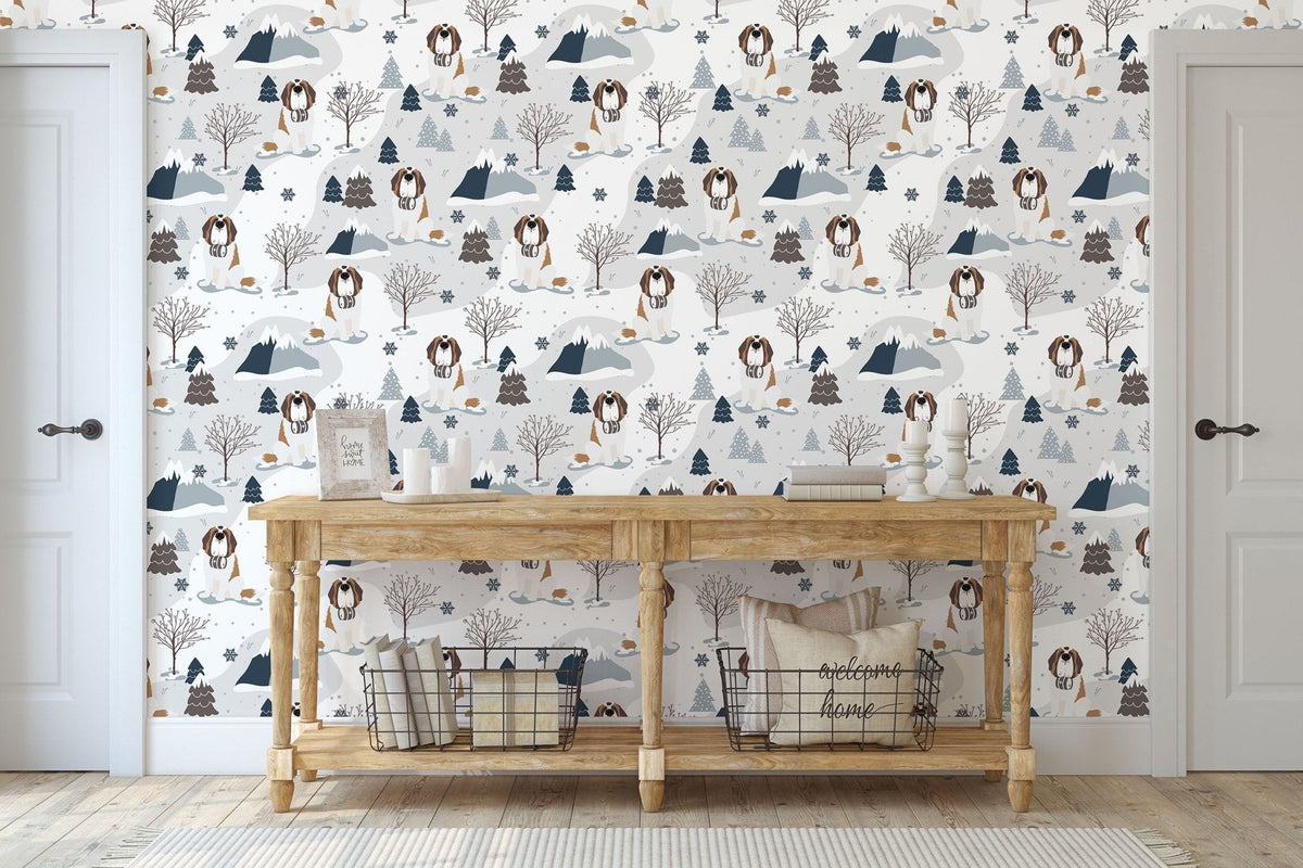 Alpine Saint Bernard Peel + Stick Wallpaper - Lucy + Norman