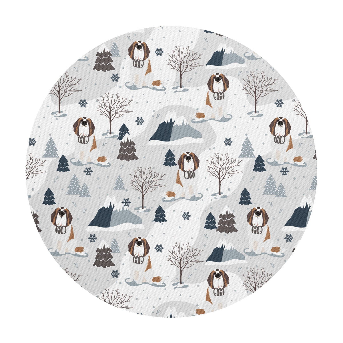 Alpine Saint Bernard Round Mouse Pad - Lucy + Norman