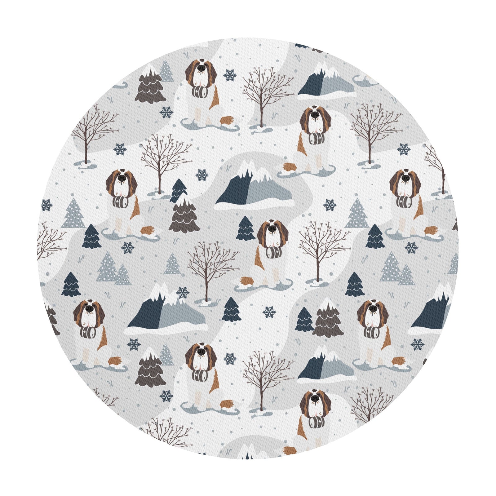 Alpine Saint Bernard Round Mouse Pad - Lucy + Norman