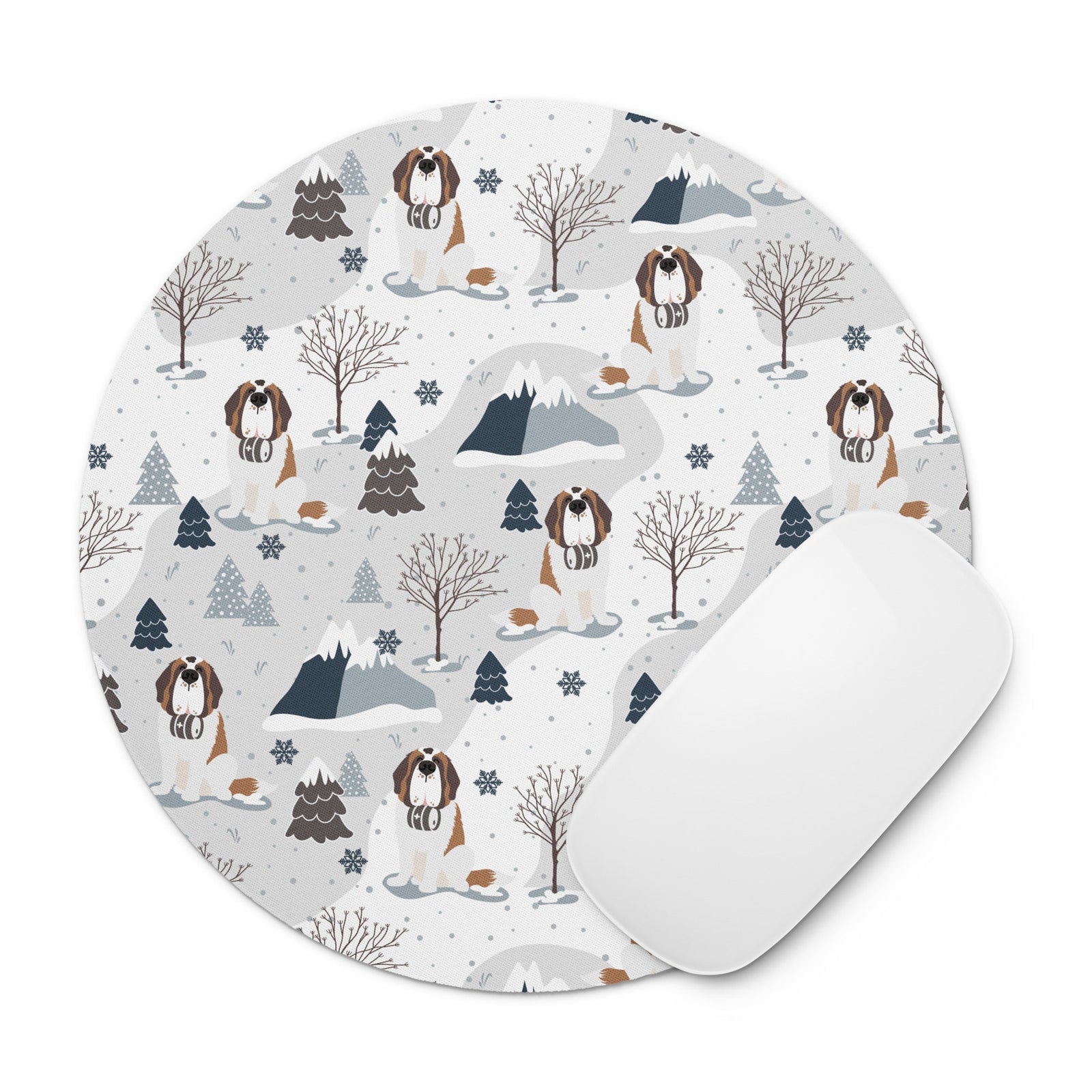 Alpine Saint Bernard Round Mouse Pad - Lucy + Norman