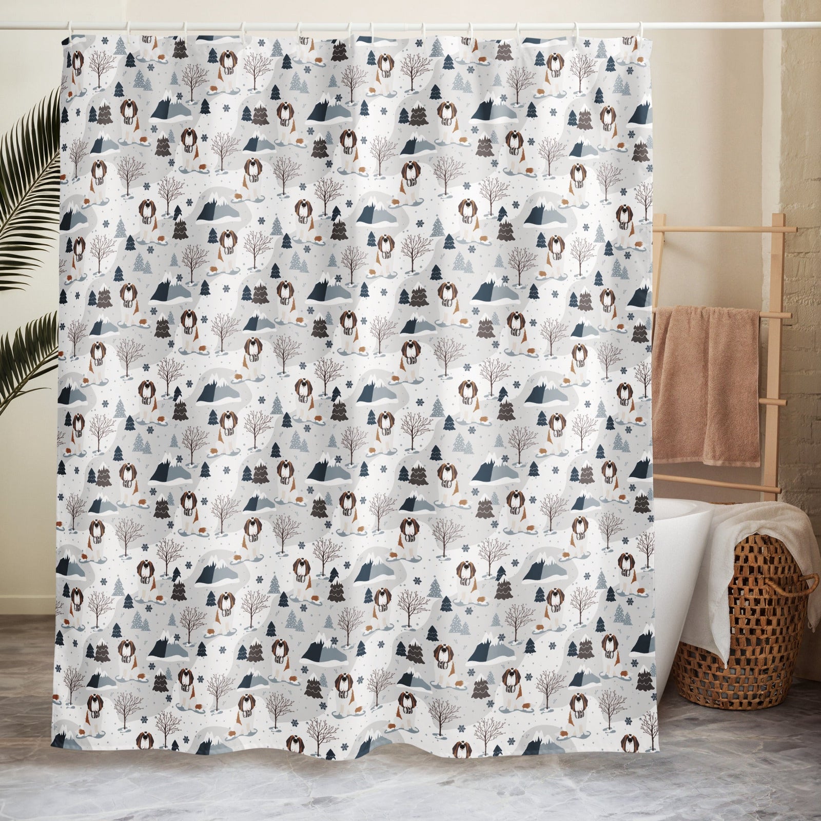 Alpine Saint Bernard Shower Curtain - Lucy + Norman