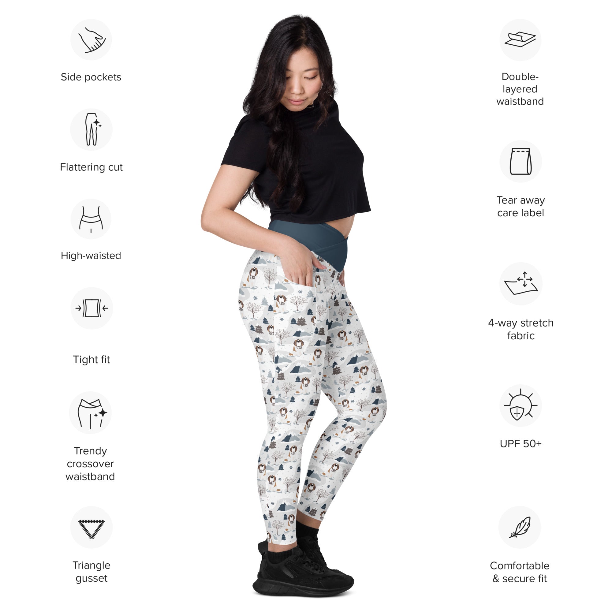 Alpine Saint Crossover Leggings with Pockets - Lucy + Norman