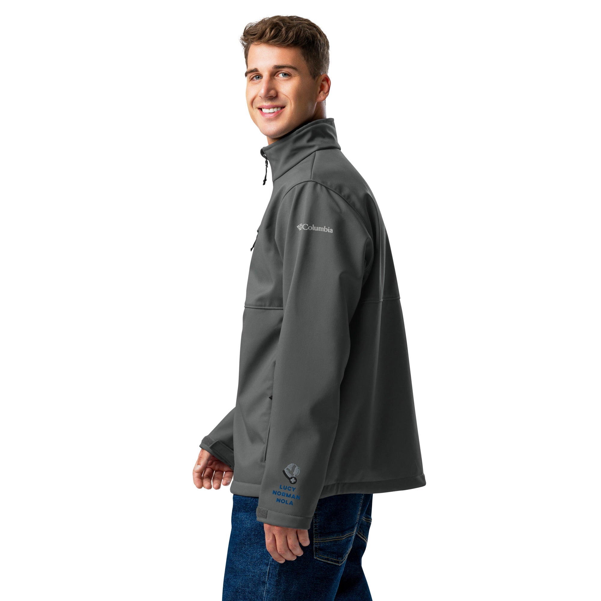 Big Dog Dad Est. Date + Names Columbia Soft Shell Jacket - Lucy + Norman