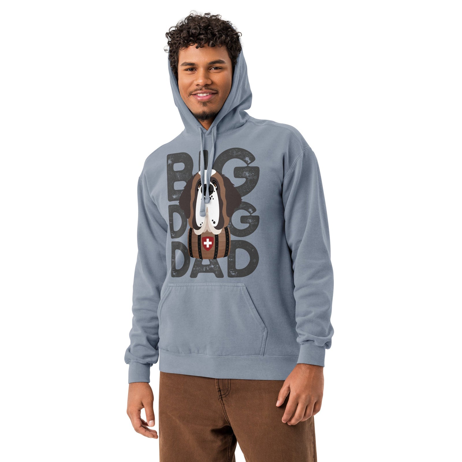 Big Dog Dad Saint Bernard Barrel Comfort Colors® Hoodie - Dark Grey - Lucy + Norman