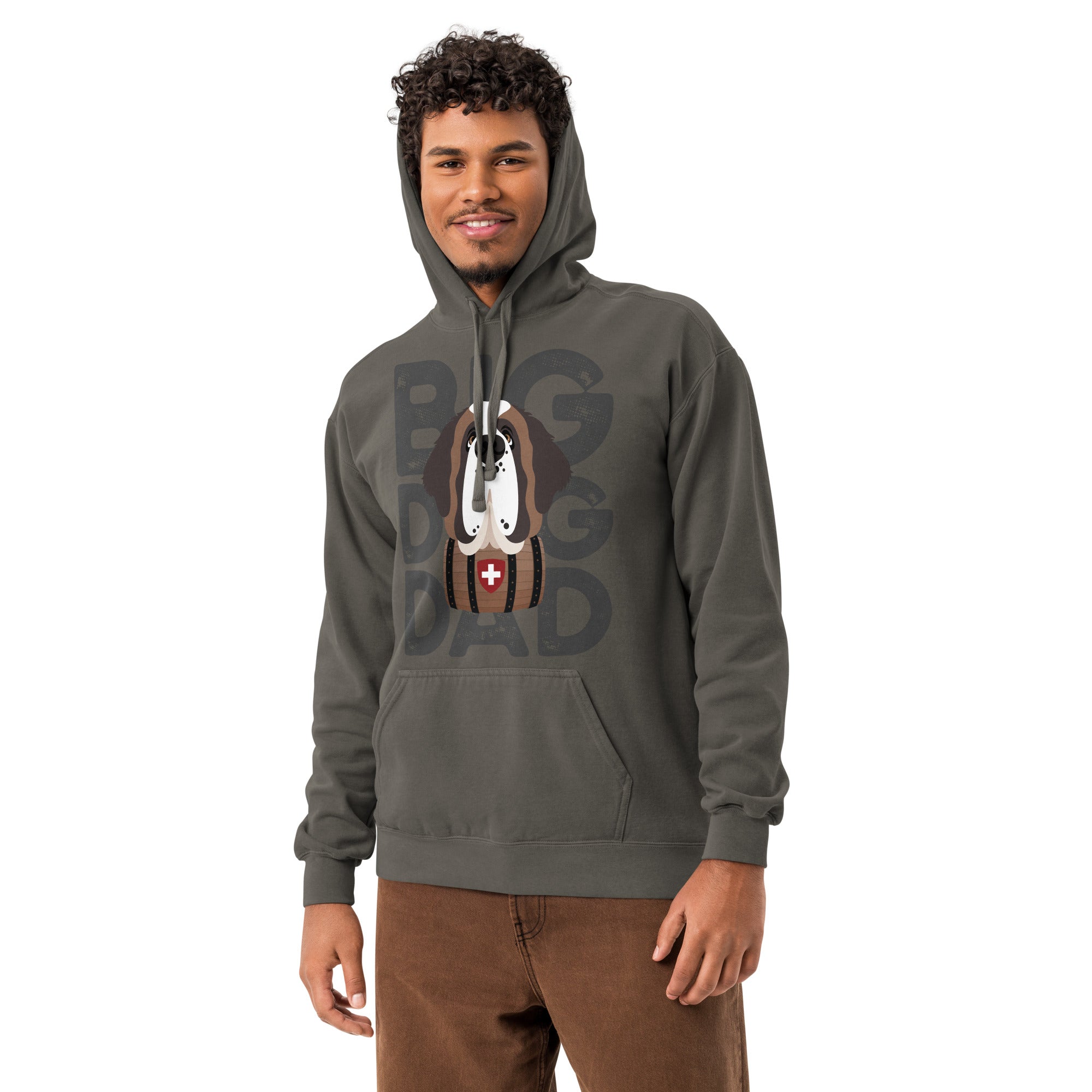 Big Dog Dad Saint Bernard Barrel Comfort Colors® Hoodie - Dark Grey - Lucy + Norman