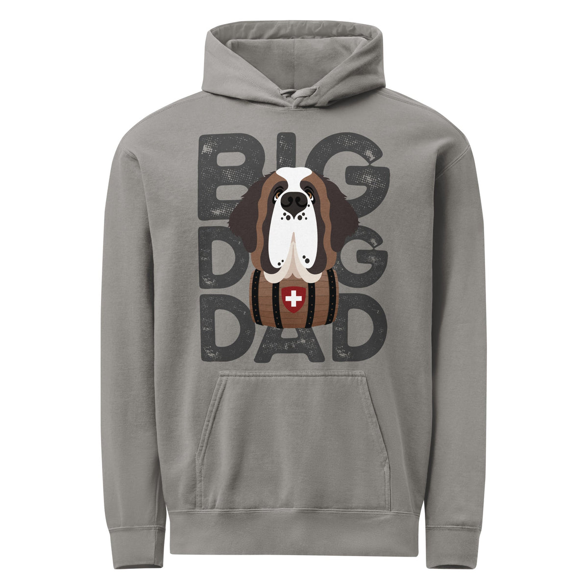 Big Dog Dad Saint Bernard Barrel Comfort Colors® Hoodie - Dark Grey - Lucy + Norman