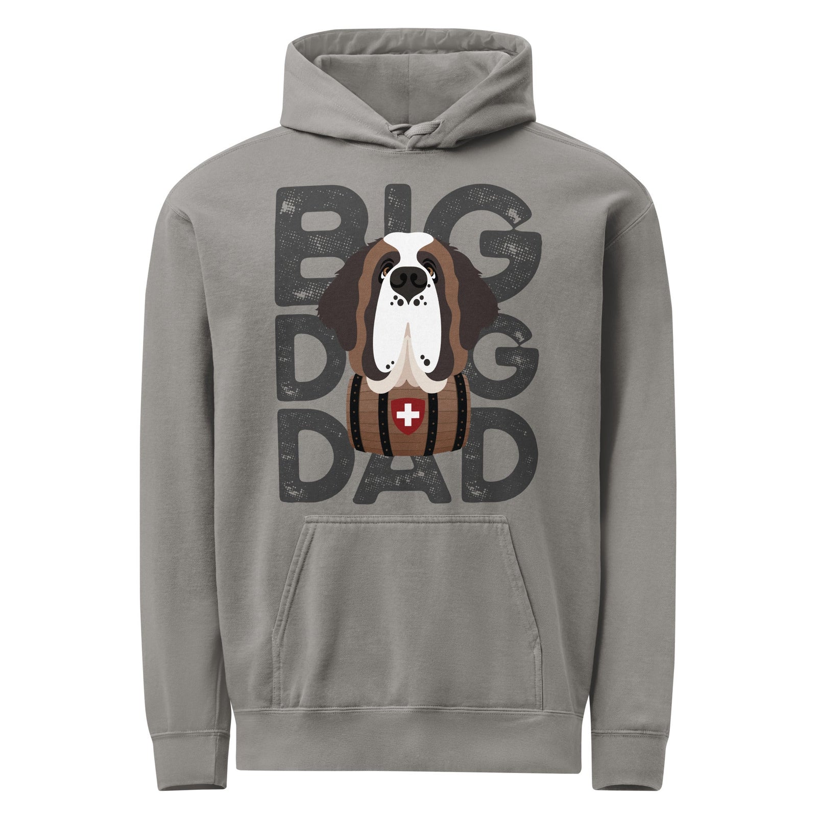 Big Dog Dad Saint Bernard Barrel Comfort Colors® Hoodie - Dark Grey - Lucy + Norman