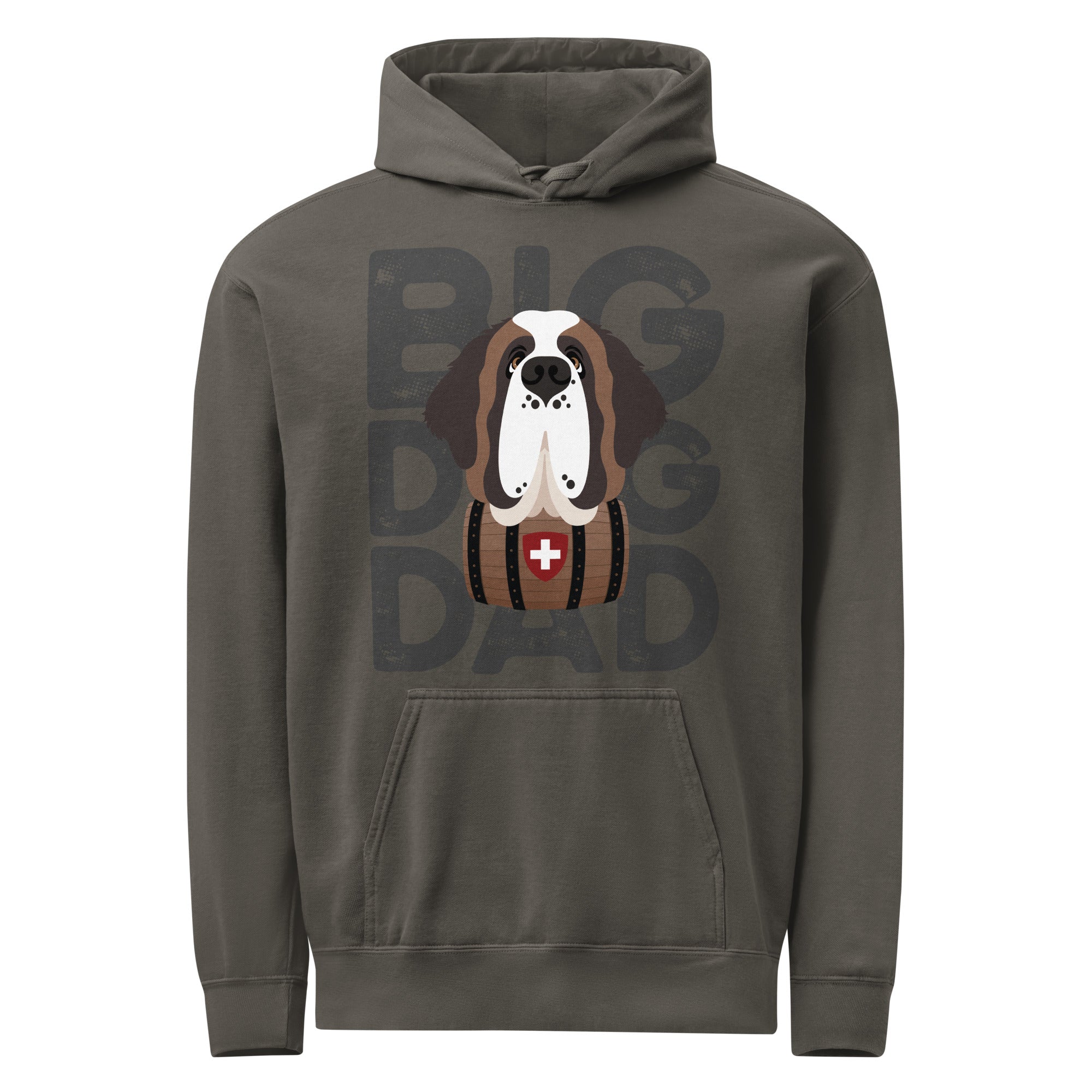 Big Dog Dad Saint Bernard Barrel Comfort Colors® Hoodie - Dark Grey - Lucy + Norman