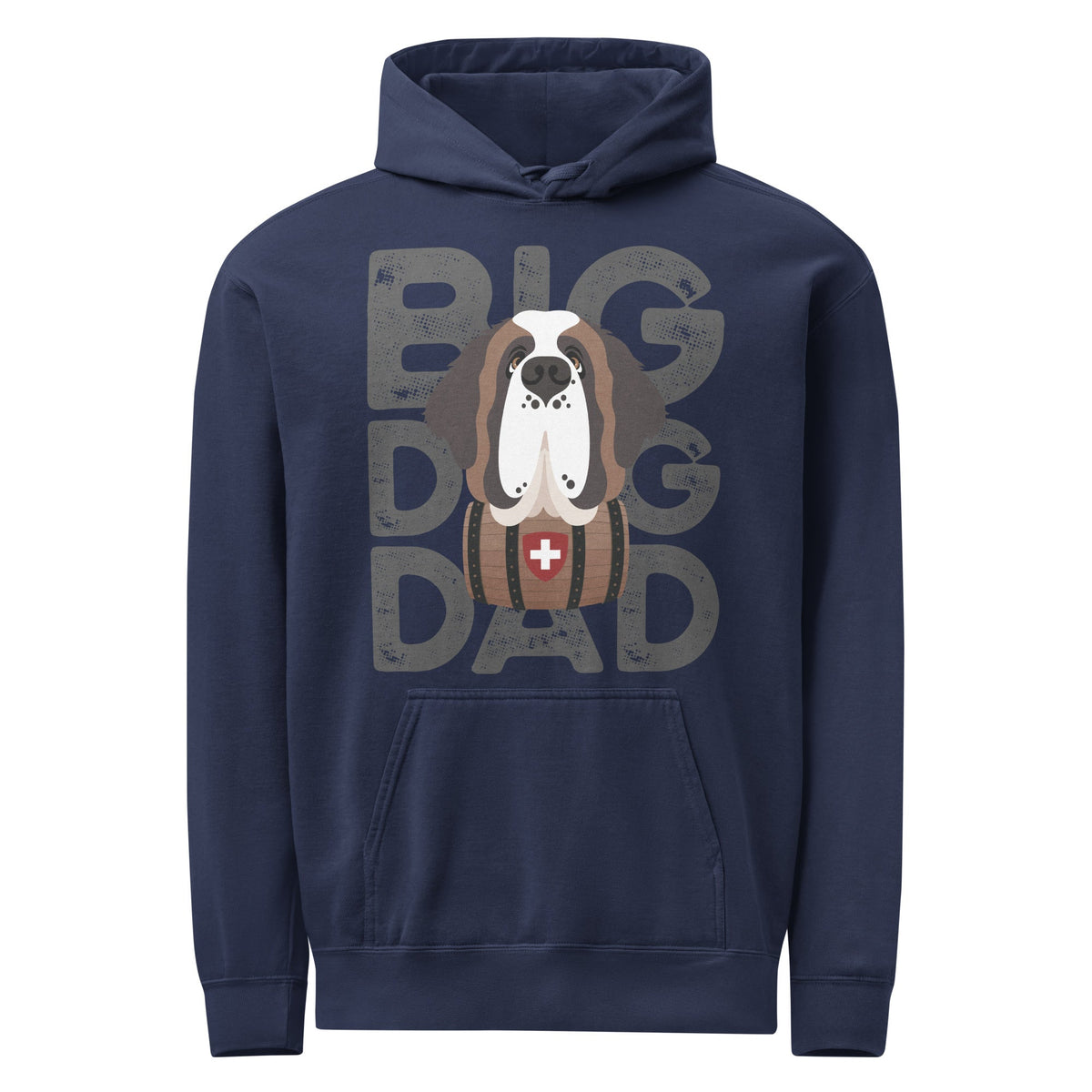 Big Dog Dad Saint Bernard Barrel Comfort Colors® Hoodie - Dark Grey - Lucy + Norman