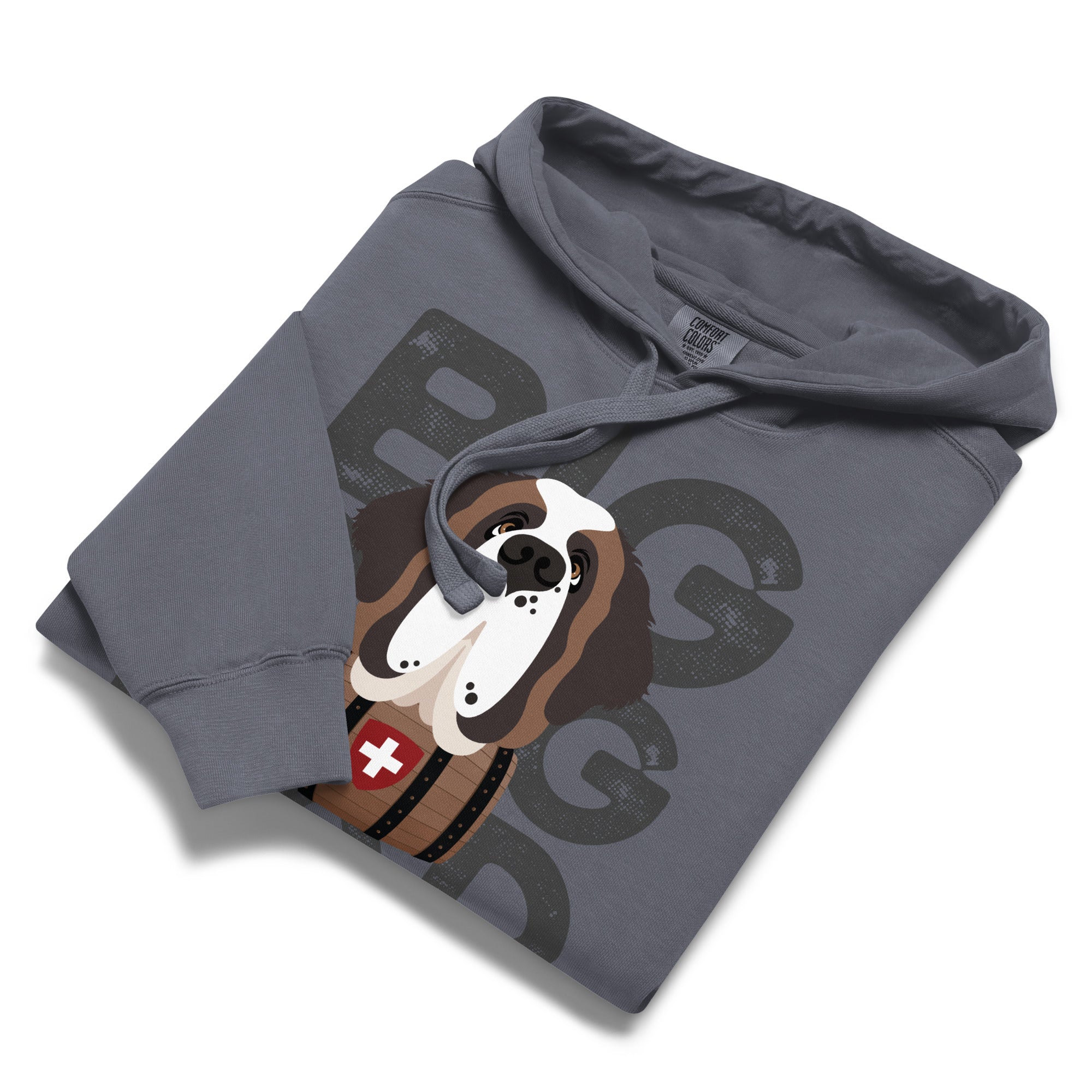 Big Dog Dad Saint Bernard Barrel Comfort Colors® Hoodie - Dark Grey - Lucy + Norman