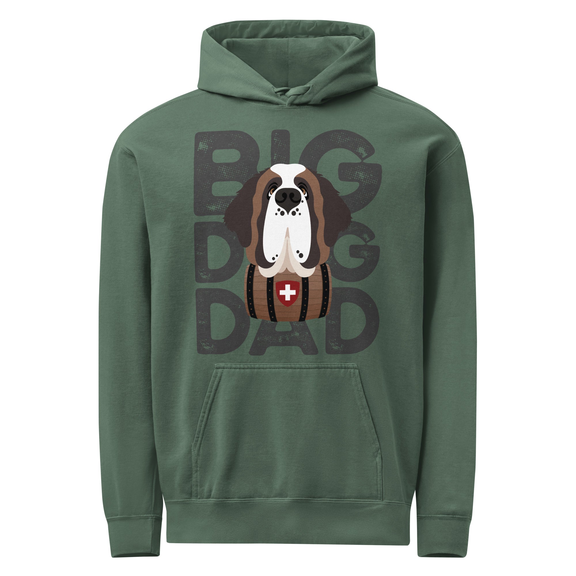 Big Dog Dad Saint Bernard Barrel Comfort Colors® Hoodie - Dark Grey - Lucy + Norman
