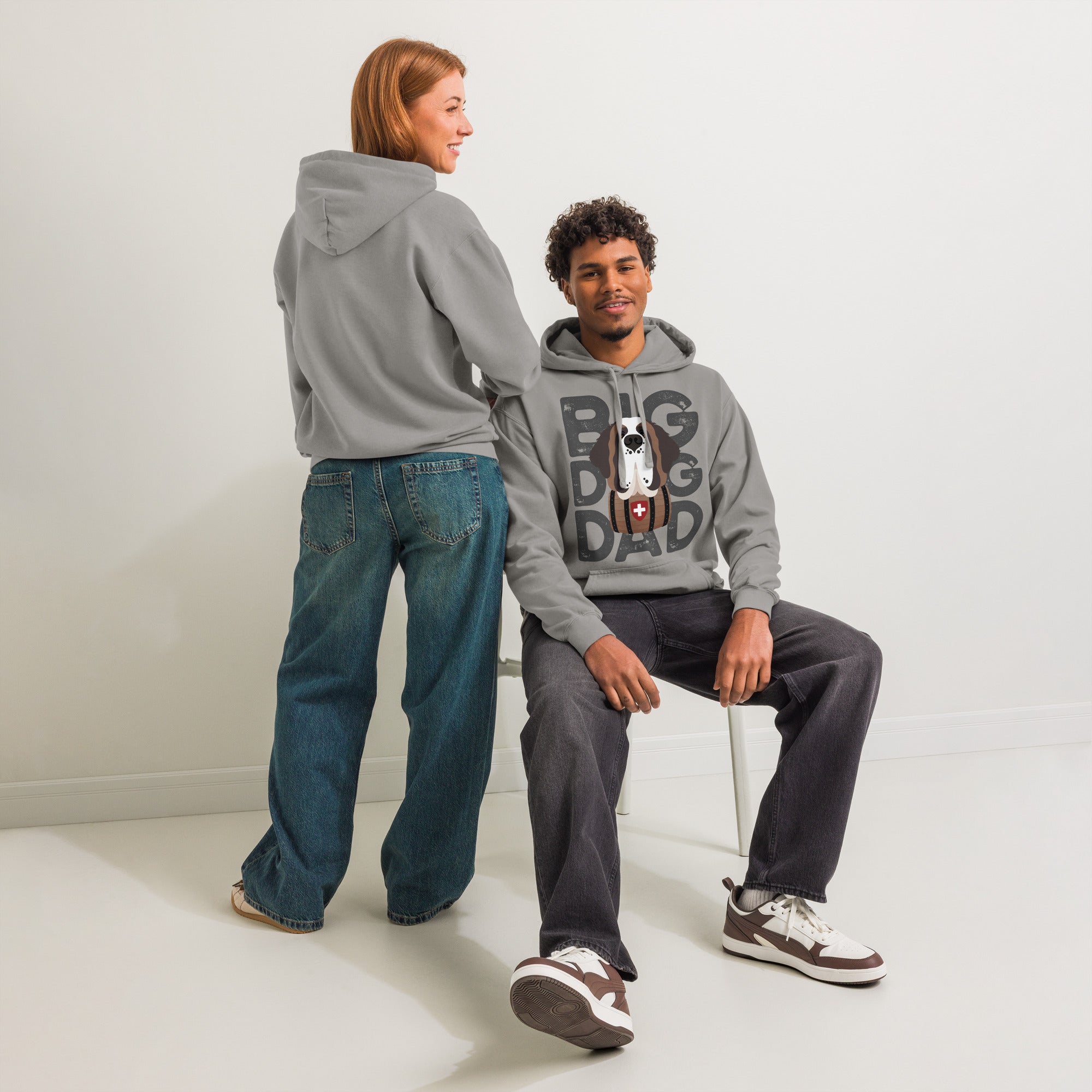 Big Dog Dad Saint Bernard Barrel Comfort Colors® Hoodie - Dark Grey - Lucy + Norman