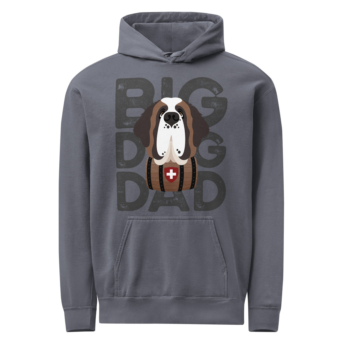 Big Dog Dad Saint Bernard Barrel Comfort Colors® Hoodie - Dark Grey - Lucy + Norman