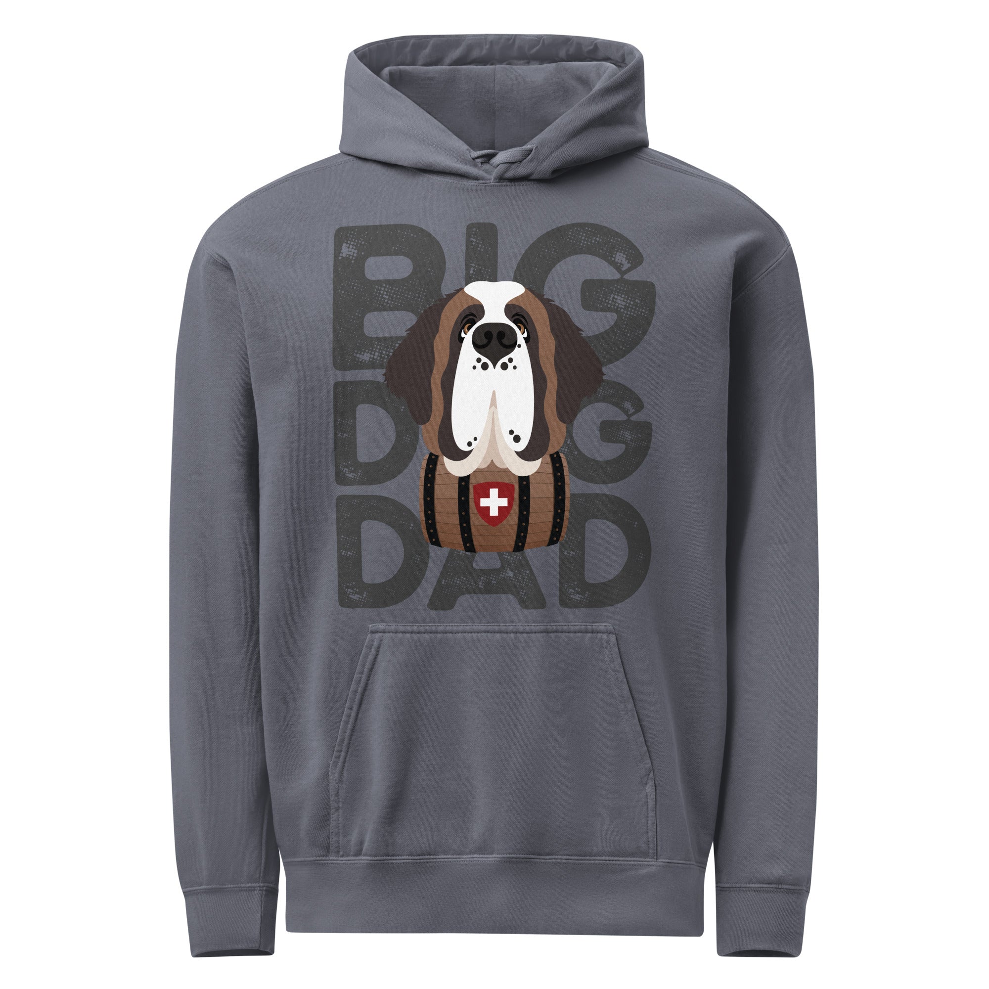 Big Dog Dad Saint Bernard Barrel Comfort Colors® Hoodie - Dark Grey - Lucy + Norman