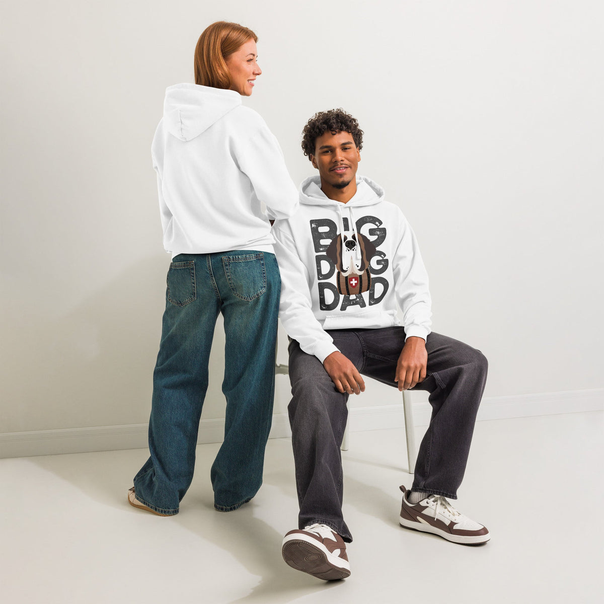 Big Dog Dad Saint Bernard Barrel Comfort Colors® Hoodie - Dark Grey - Lucy + Norman