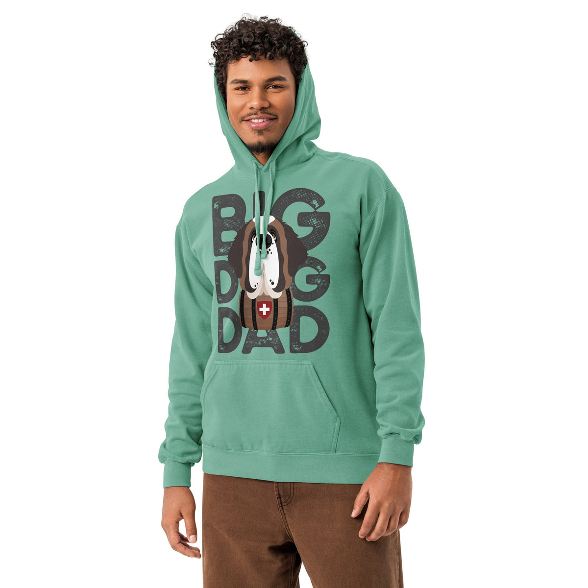 Big Dog Dad Saint Bernard Barrel Comfort Colors® Hoodie - Dark Grey - Lucy + Norman
