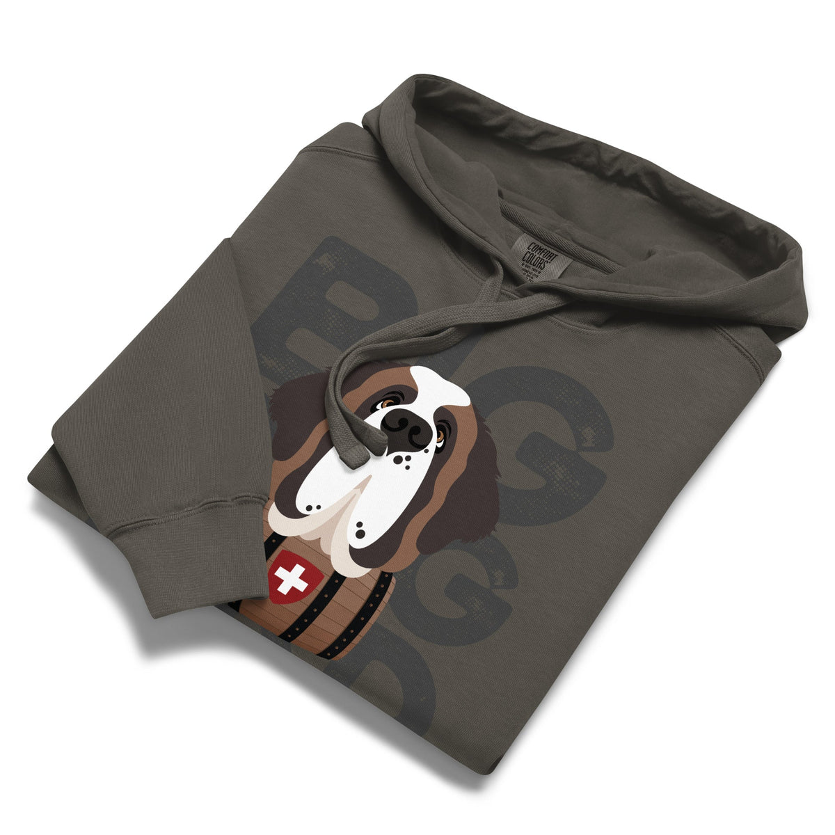 Big Dog Dad Saint Bernard Barrel Comfort Colors® Hoodie - Dark Grey - Lucy + Norman