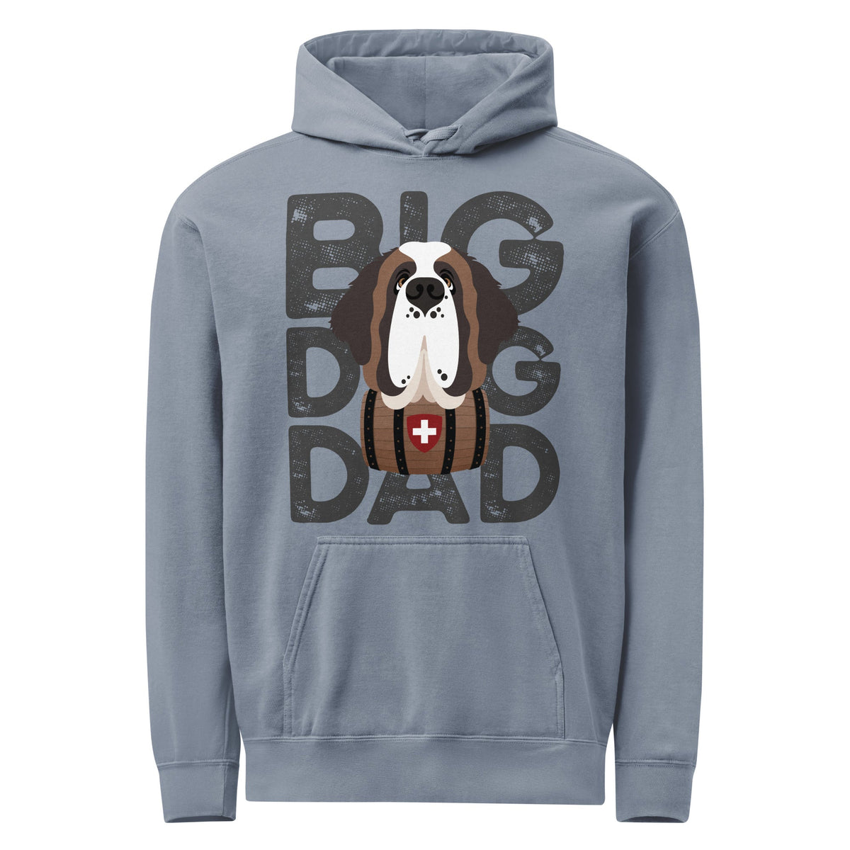 Big Dog Dad Saint Bernard Barrel Comfort Colors® Hoodie - Dark Grey - Lucy + Norman