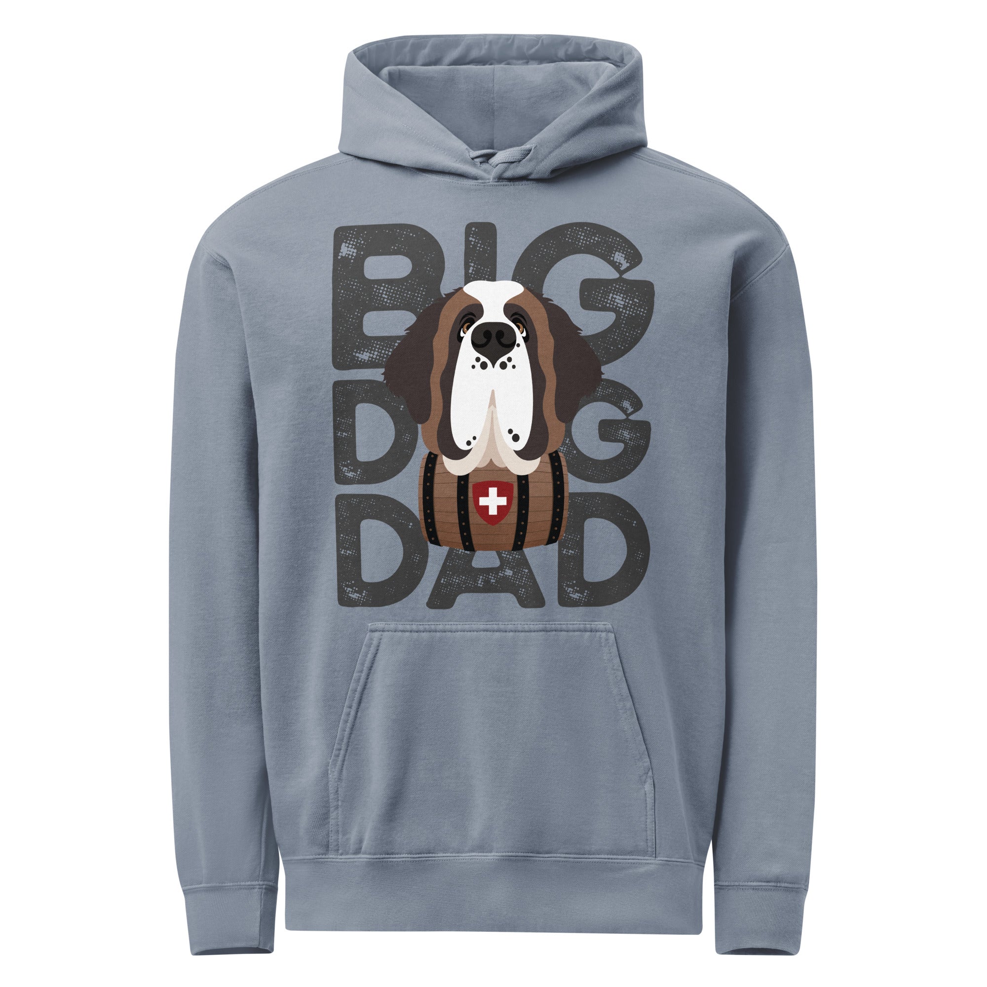 Big Dog Dad Saint Bernard Barrel Comfort Colors® Hoodie - Dark Grey - Lucy + Norman