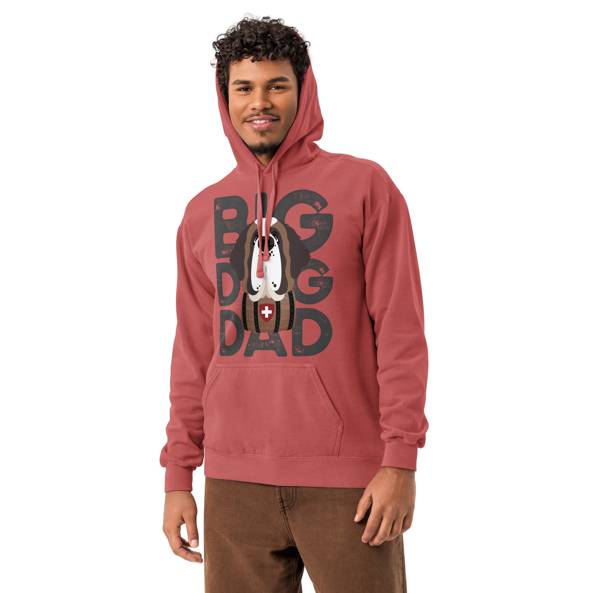Big Dog Dad Saint Bernard Barrel Comfort Colors® Hoodie - Dark Grey - Lucy + Norman