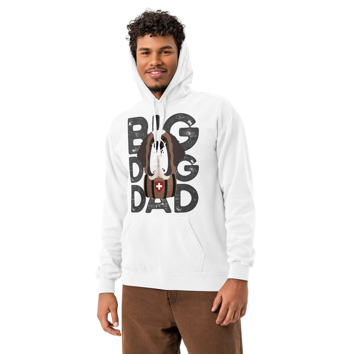 Big Dog Dad Saint Bernard Barrel Comfort Colors® Hoodie - Dark Grey - Lucy + Norman