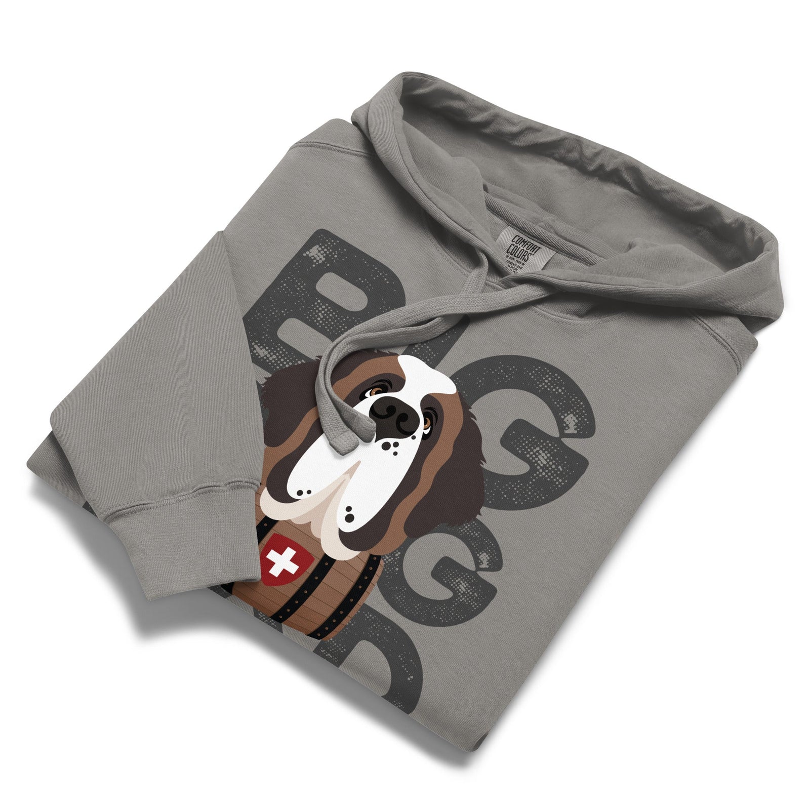 Big Dog Dad Saint Bernard Barrel Comfort Colors® Hoodie - Dark Grey - Lucy + Norman